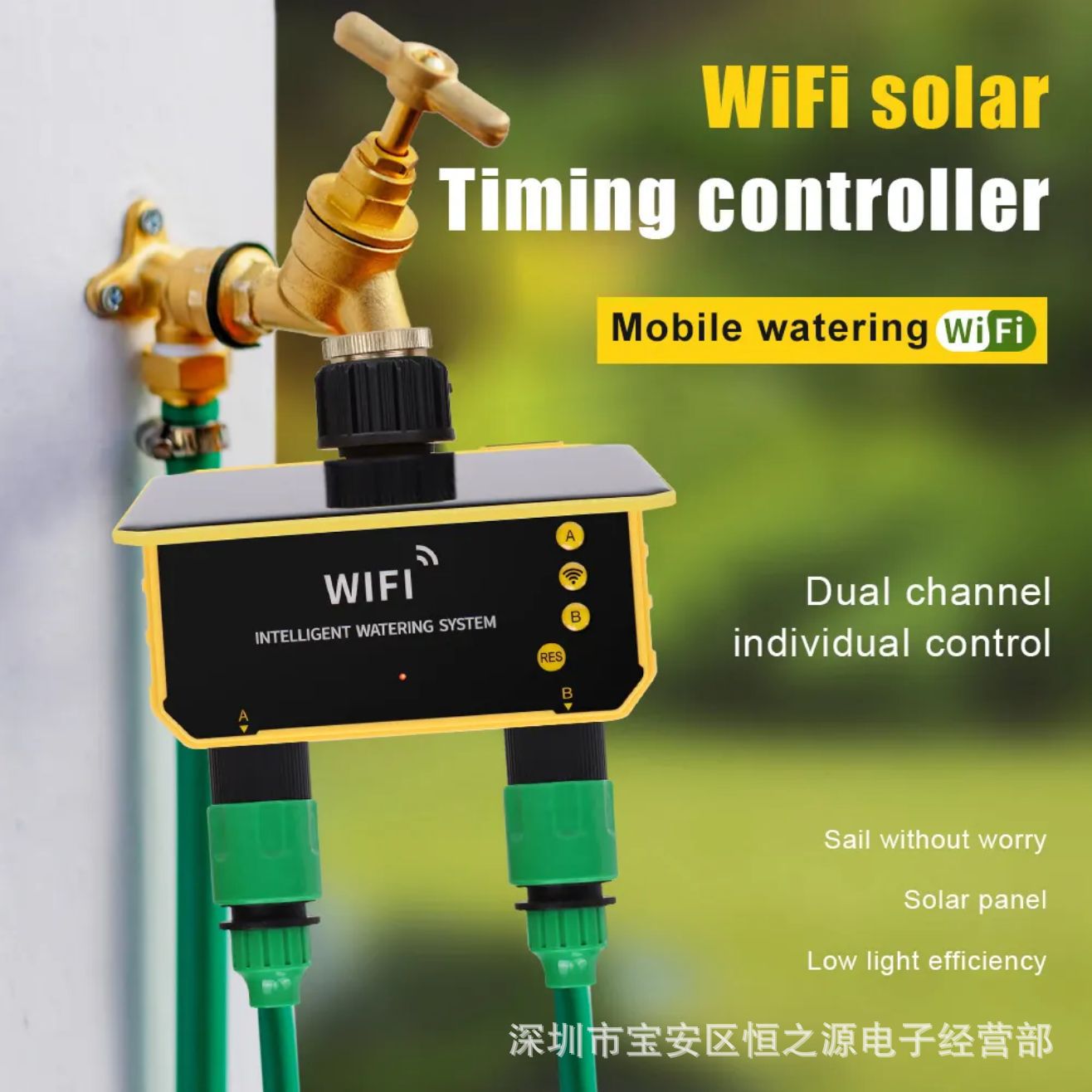 Timer Dual Outlet - Tuya WiFi Solar Waterklep Irrigatiecontroller, Dubbele