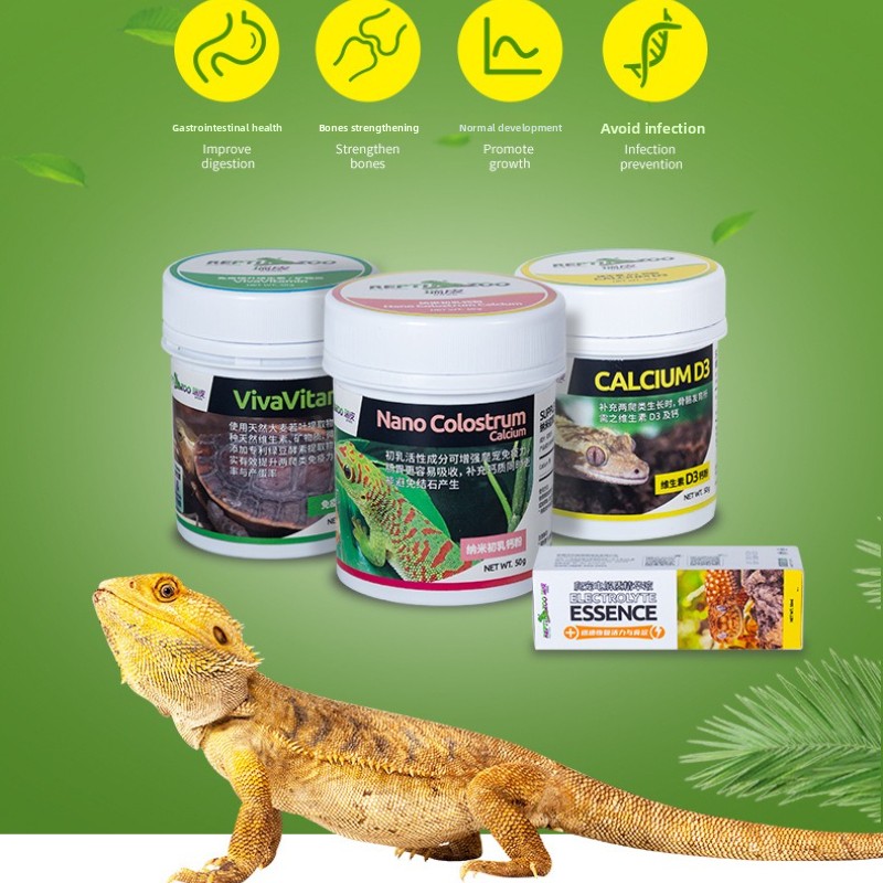 Calcium Powder Reptile - Reptizoo Reptiel Calciumpoeder & D3-essentieel vitaminesupplement