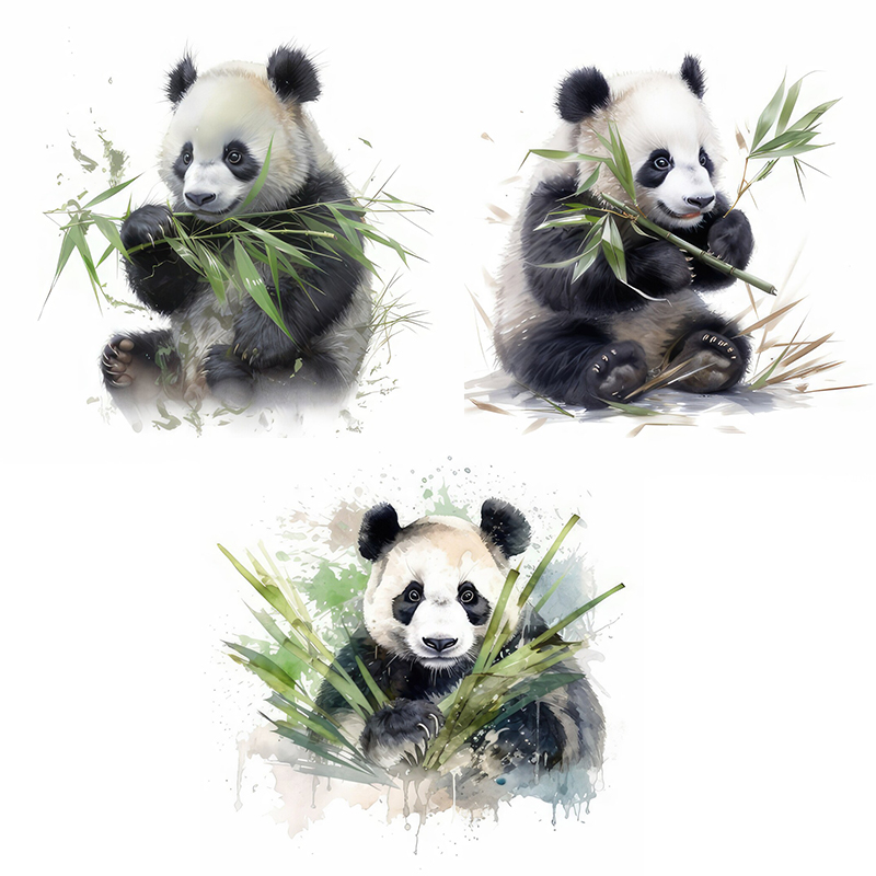 Pvc Panel Background - C76 # Aquarel Panda muurstickers kinderkamer