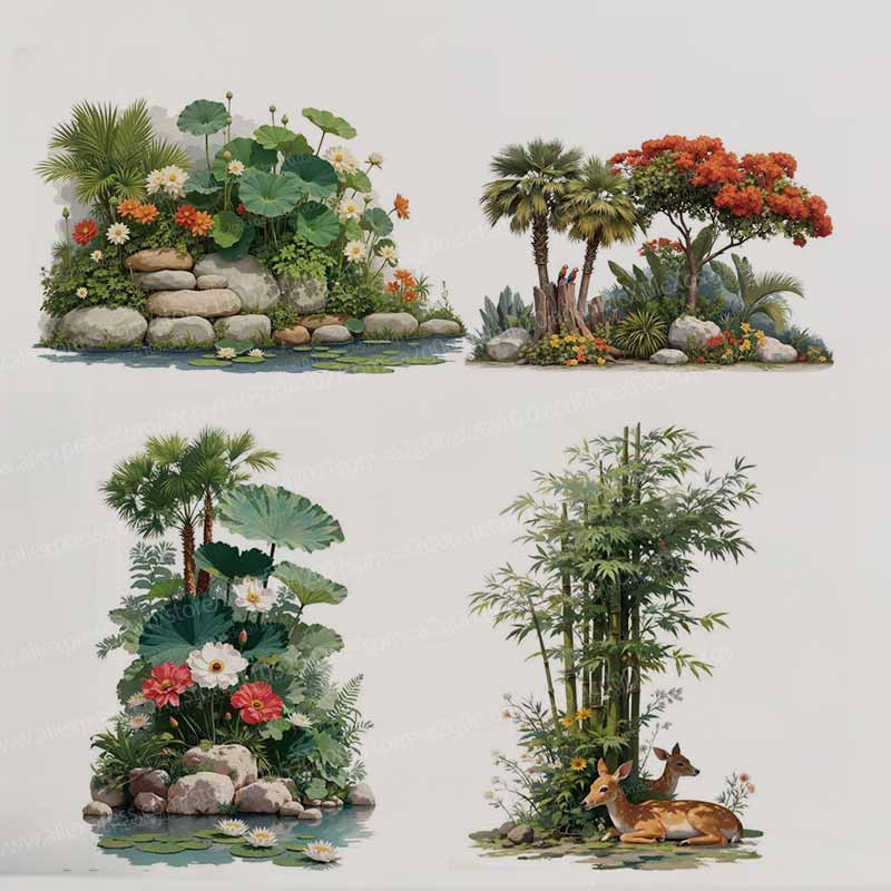 Tropische planten bloemenboom  - Pvc Panel Background recensie en prijs